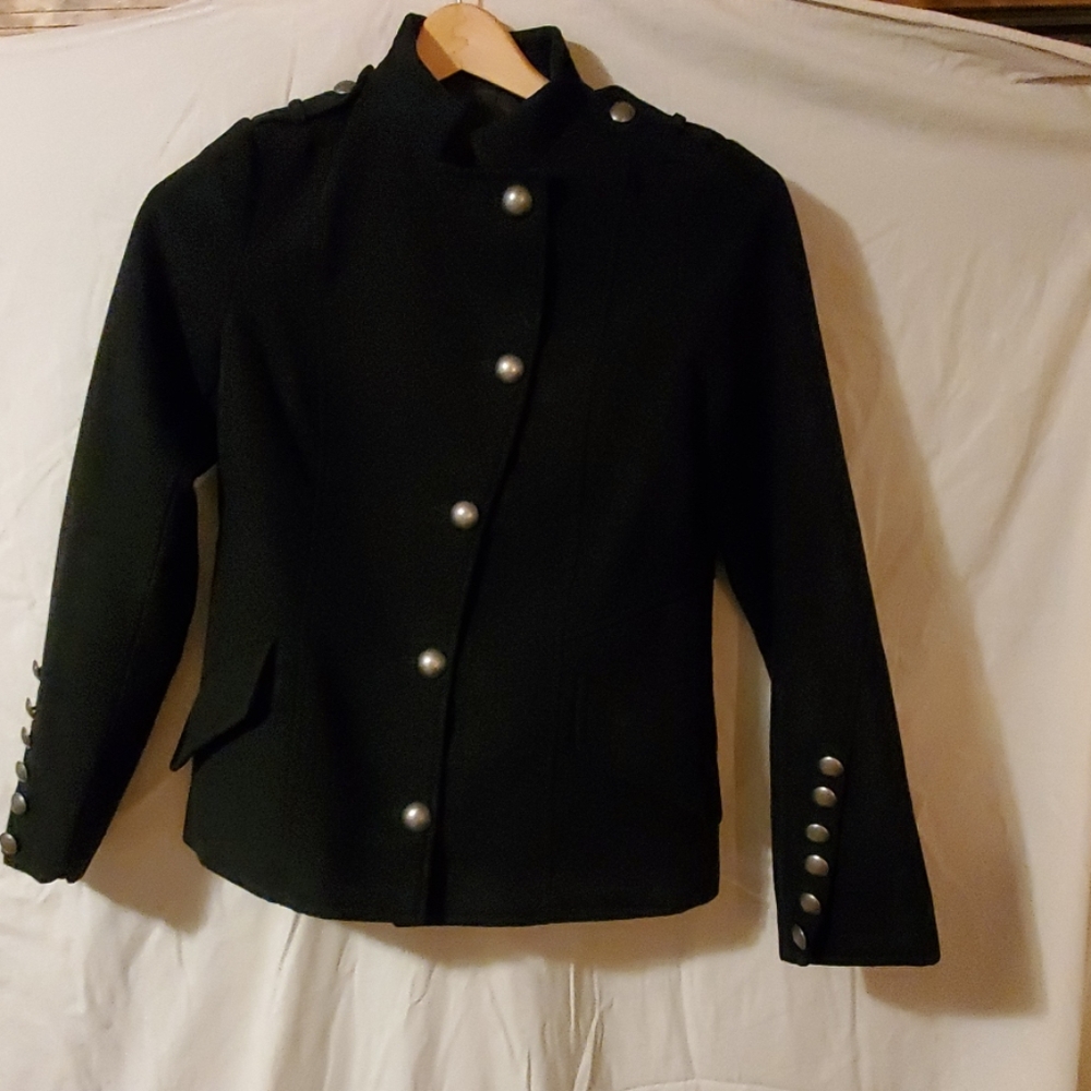 Black asymmetrical pea coat